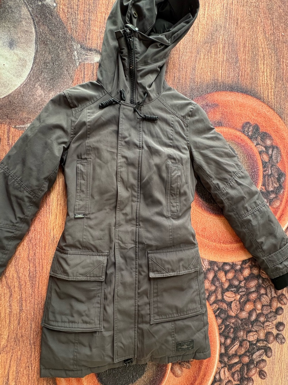 TNA by Aritzia Mountaineering down-filled parka in a grey Size XXS